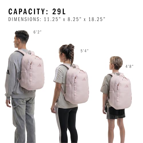 adidas Amplifier Backpack for Laptop, School and Gym, 28L, Distilled Pink/Dual Lilac Purple/Regular, OSFA - color: Distilled Pink/Dual Lilac Purple/Regular