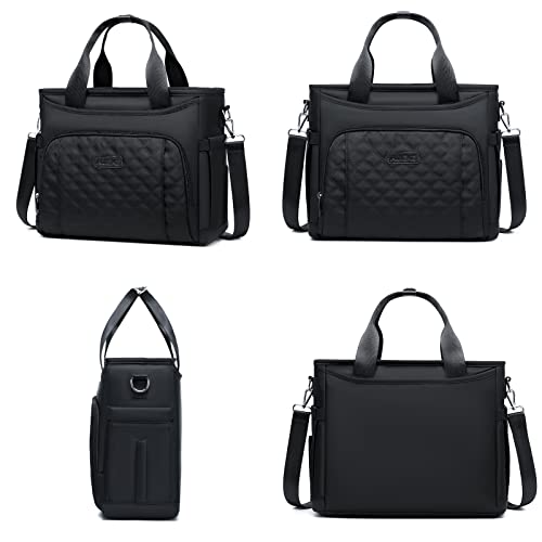 AIJIEKE Large Insulated Lunch Bag for Men Women, Leakproof Work Lunch Box | Keeps food fresh 8-12 hours. Spacious multi-pocket design with a removable strap. Water-resistant and easy-wipe interior - color: Black
