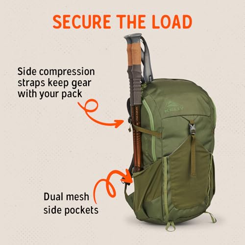 Kelty Asher Backpack, Daypack to Multi-Day Backpacking Capacity, Hiking, Lightweight Travel Pack, Internal Frame (35L Winter Moss) - color: Winter Moss/Dill, size: 35L