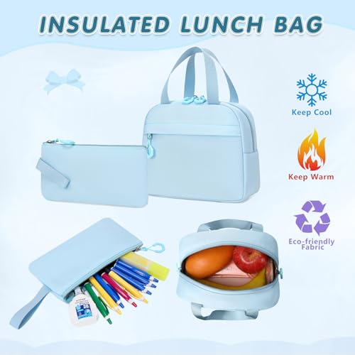 GeeWin Backpacks for Girls, Girls Backpack with Lunch Box & Pencil Case Set, 17 Inch Waterproof Girl Bookbag with Lots of Pockets for Kids, Teens, Elementary Middle High College School Student (Blue) - color: Blue