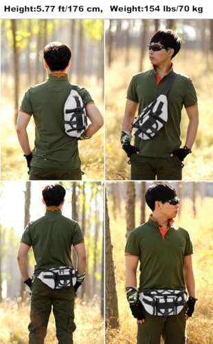 ArcEnCiel Tactical Fanny Pack for Men Women Waist Bag Hip Belt Outdoor Hiking Fishing Bumbag with Patch(White) - color: White