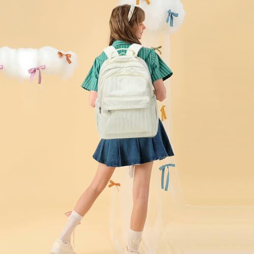 Meisohua School Backpack for Girls Large Capacity Bookbag for Kids Teens School Bags for Primary Middle School College Daypack with Anti Theft Back Pocket - color: Cloth Stripe Beige