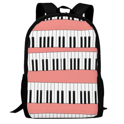 Ergonomic Padded Backpack Music Piano Pink, Anti Theft Spacious Travel Daypack Sturdy Polyester Bag for Commute Gym Outdoor Leisure Use - color: Design (545)