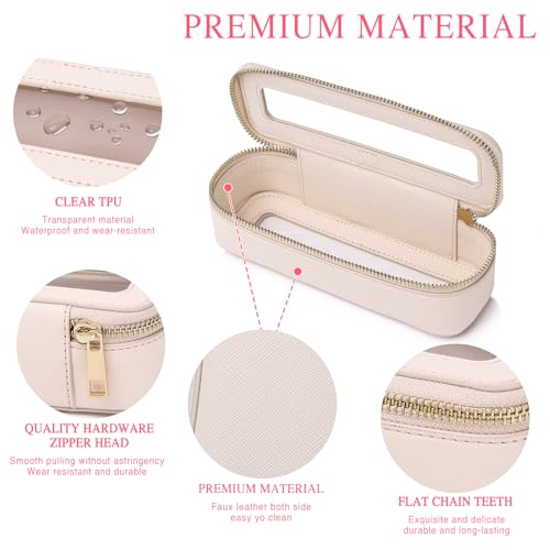 Travel Makeup Set Waterproof Transparent Cosmetic Bag and Toiletry Bag Makeup Brush case with Zipper Car Essentials for Women (Beige, L+M+SLIM) - color: Beige, size: L+M+Slim