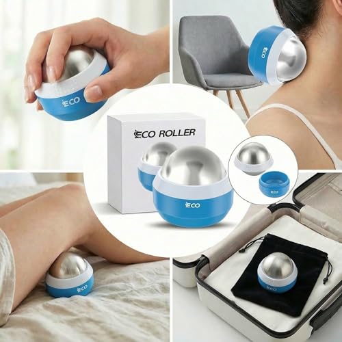 iECO Cold Massage Roller Ball - Ice Roller Ball for Muscles Deep Tissue, Cold & Heat Therapy, Plantar Fasciitis Roller - color: Blue+white, size: 1 Count (Pack of 1)
