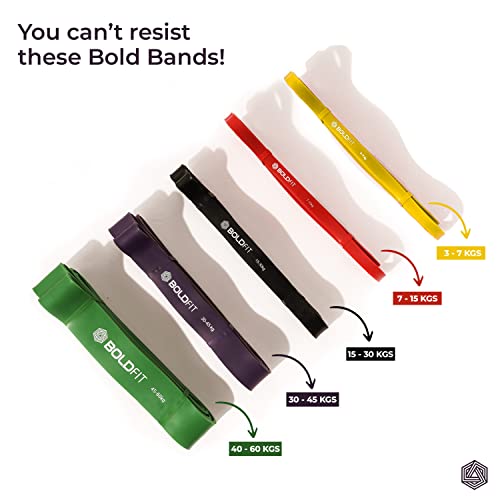 Boldfit heavy resistance band workout exercise and stretching pull up bands home exercise bands for gym men women resistance bands bands - style: Yellow Red Black - (Medium)