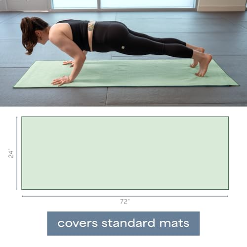 S&T INC. Aura Yoga Mat Towel with Non-Slip Grip, Enhanced Silicone Grip, Soft and Absorbent for Gym, Pilates, and Hot Yoga Mat, 1 Pack, 24 inches x 72 inches, 340GSM, Sage Green - color: Green