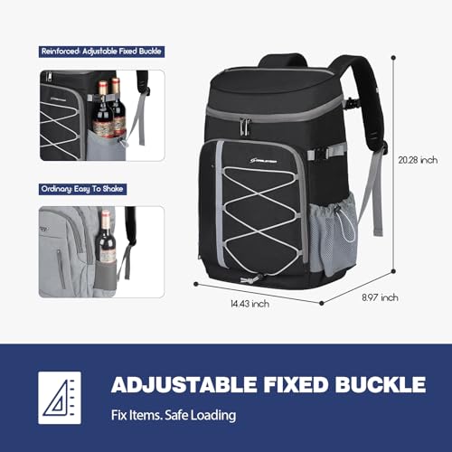 Maelstrom 35/50Can Insulated Cooler Backpack, Leakproof Soft Lunch Ice Bag - color: Black, size: 50 Can