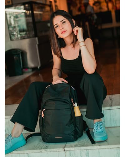 LIGHT FLIGHT Travel Backpack for Women, 15.6 Inch, Black | Laptop Backpack, USB Charging Hole, Water Resistant, Large Capacity, College Bookbag - color: Black, size: 15.6 Inch without Wheels
