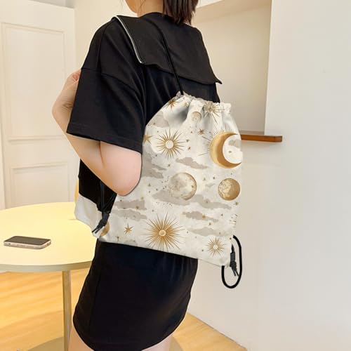 Drawstring Backpack Draw String Bag Sports Gym Bags Waterproof Cute Aesthetic Sackpack for Women(13"×17")-White Sun - color: Z47-white Sun
