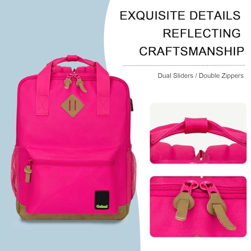 Goloni Small Carry On Travel Backpack with USB Charging Port, Lightweight Water Resistant Mini Carry-on Backpack for Men Women, Compact Personal Everyday Backpack,Rose - color: Rose