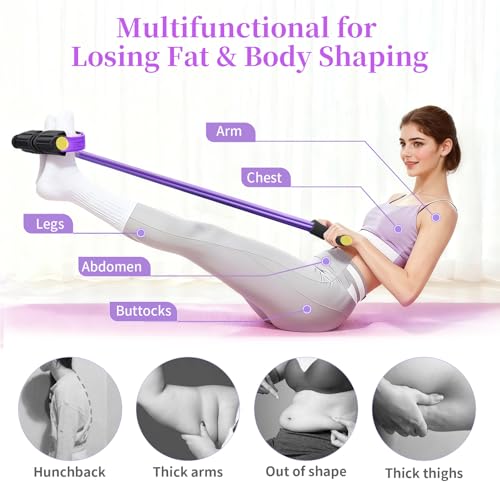 Pedal Resistance Bands with Handles, Upgrade 6-Tubes Elastic Bands for Exercise, Natural Rubber Foot Pedal Resistance Bands, Multifunction Fitness Bands for Abdomen, Waist, Arm, Leg, Pilates - color: Purple