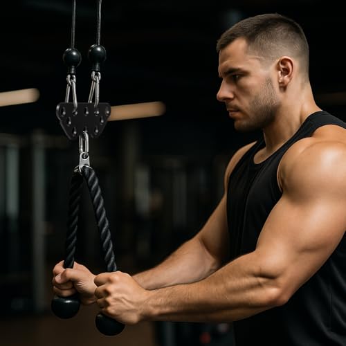 Multi-Grip LAT Pull Down Bar Hardened Powder-Coated Finish, 360° Rotating Stainless Steel Adapter, Neutral & Wide Grip Spreader Bar for Pulley System Gym & Cable Machines - color: BLACK-38&6in