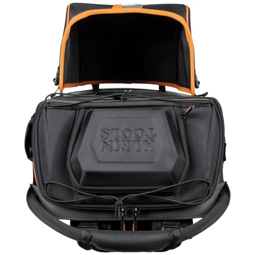 Klein Tools 55665 Ironworker/Welder Backpack, 27 Pockets, Black/Orange