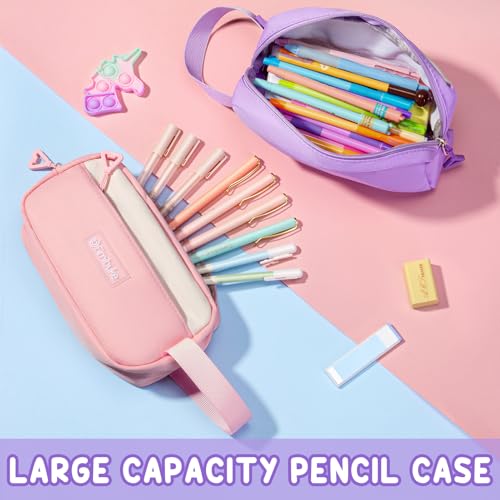 Fimibuke Backpacks for Girls, 3 PCS Waterproof School Backpack with Lunch Box & Pencil Pouch for Kids Teen Girl, Cute Bookbag School Bag for Elementary Middle High School Student Ages 6+(Pink) - color: Pink