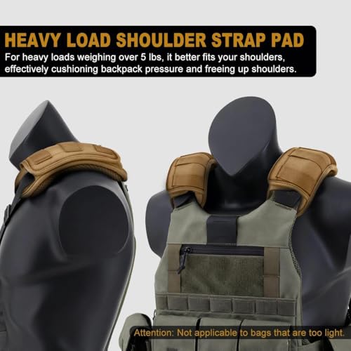 ZINMARK 2-Pack Tactical Shoulder Pad with Ultra-Thick Cushion for Vest Shoulder Straps and Backpacks, Comfort and Breathable - color: Khaki