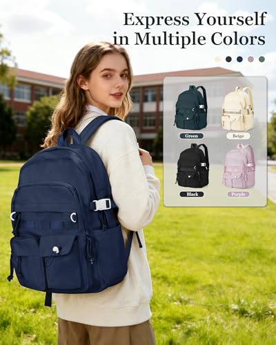 weradar High School Backpack For Women Men,Aesthetic College Backpack With Lots of Pockets,Lightweight Middle School Bag For Teens Girls Boys,Cute Bookbag(Blue) - color: A5- Blue