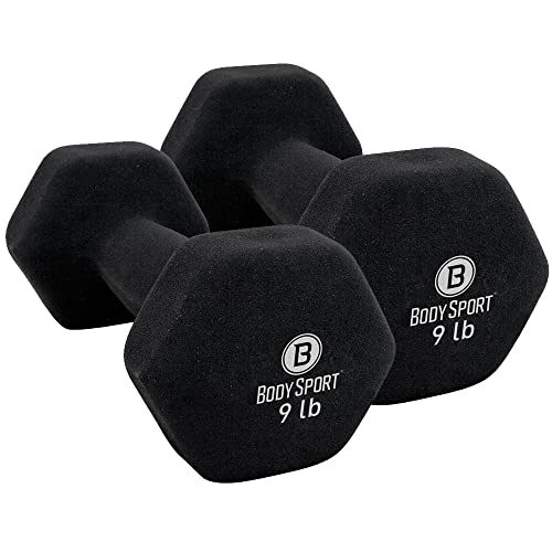 Body Sport Neoprene Dumbbell Weight - Latex-Free, Strength Training Equipment for Home Fitness & Gym Workouts - size: 9 pounds