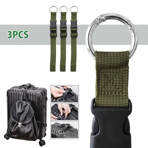 3PCS Add a Bag Luggage Strap Jacket Gripper, Luggage Straps Carry-on Baggage Suitcase Straps Belts Travel Accessories,Carry Your Extra Bags(Army Green) - color: Army Green 24cm