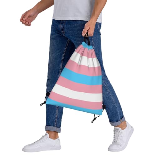 Transgender Pride Flag Drawstring Bag Sport Gym Backpack Beach Travel Sack Draw String Yoga Bag For Men Women - color: Transgender Pride Flag