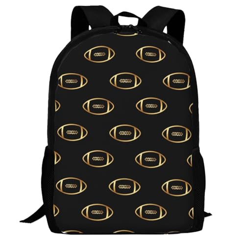 Sturdy Polyester Shoulder Pack American Football Gold, Anti Theft Spacious Camping Rucksack Casual Daily Bag for Men Women Fitness Outdoor Activity - color: Design (549)