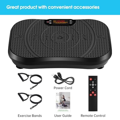 SoftGym Waver Vibration Plate Exercise Machine for Lymphatic Drainage Weight Loss,120 Speed Levels Vibrating Platform with Resistance Bands,Full-Body Workout Equipment for Muscle Activation - style: Slim- Deep Black