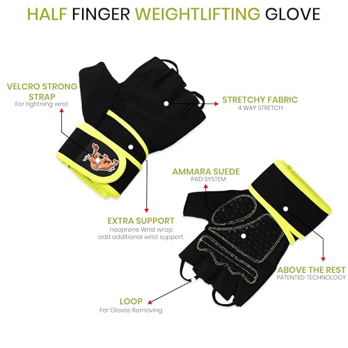 Workout Gloves for Men & Women | Gym Weight Lifting Gloves with Wrist Wrap Support | Full Palm Protection & Extra Grips for Weightlifting Fitness, Hanging, Pull ups