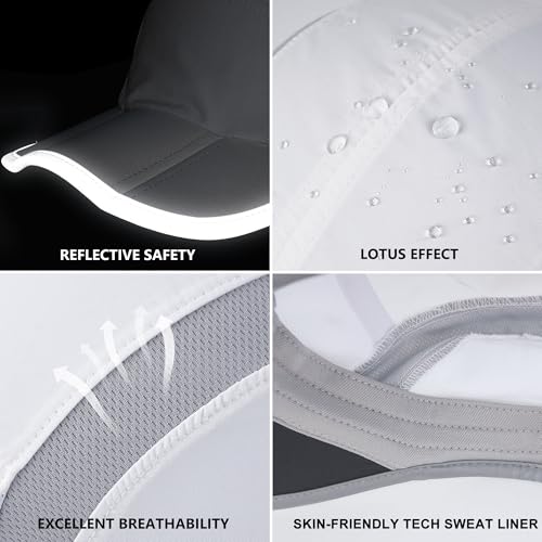 GADIEMKENSD Reflective Folding Outdoor Hat Unstructured Design UPF 50+ Sun Protection Sport Hats for Womens and Mens - color: White