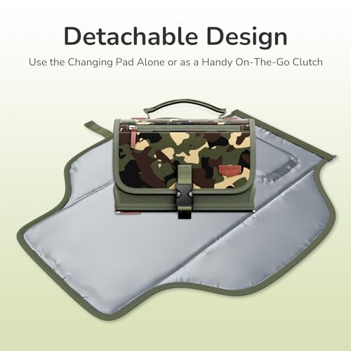 Alatino Portable Diaper Changing Pad, Wipe Clean, Large 25x22,Green Camo - color: Camo Green