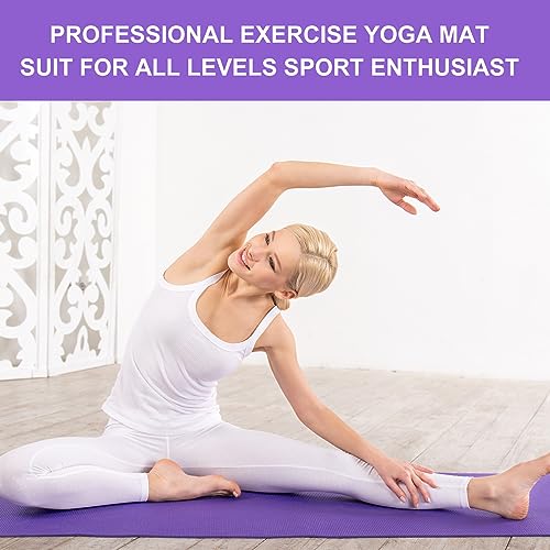3 mm Thick Yoga Mat Bulk, Non Slip Exercise Workout Fitness Pad for Women Men, Gym Home Yoga Pilates, Easy to Clean, Sturdy PVC - color: Purple