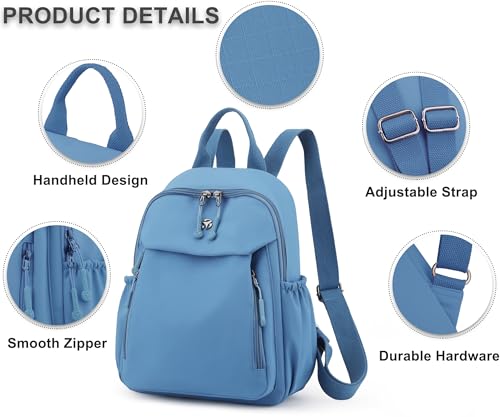 Pealwel Mini Nylon Women Backpacks,Small Ladies backpacks Lightweight Shoulder Satchel Bag Tote Handbag Casual Travel Daypack (Blue(A)) - color: Blue(a)