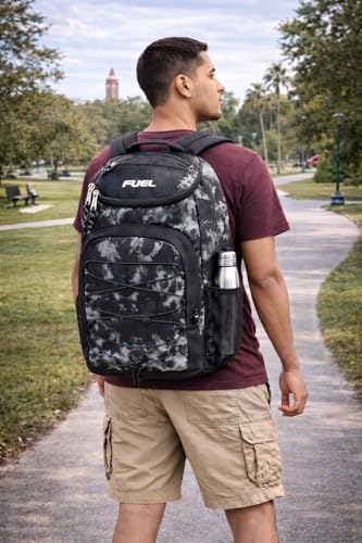 FUEL Wide Mouth Sports Luggage Carry On Weekender Travel Backpack with Front Bungee and Inner Tech Pocket, Gungee Tie Dye/Black - color: Gungee Tie Dye/Black