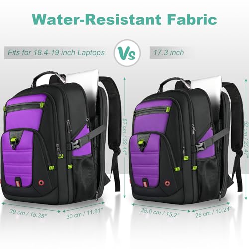 Z-MGKISS 52L Extra Large Travel Backpack for Men&Women, Fit 17.3" Laptops - color: Purple, size: 17.3 Inch (20''x15''x10'')
