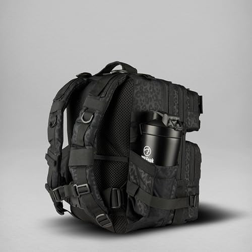 WOLFpak 25L Athletic Gym Backpack - Durable 1000D Waterproof Oxford Material with MOLLE Webbing, Laptop Pocket - color: Black Leopard