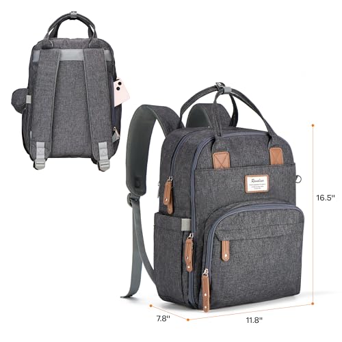 RUVALINO Diaper Bag Backpack - Multifunction Waterproof Travel Backpack, Baby Bag with Changing Pad & Stroller D-Ring & Pacifier Case - Travel Essentials & Baby Registry Search - Unisex, Dark Gray - color: Classic_dark Gray