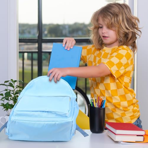 1 Piece Nylon Backpack Kids School Backpack for Toddler Girls Boys Plain Waterproof Preppy Bookbags Travel for Student (Blue) - color: Blue