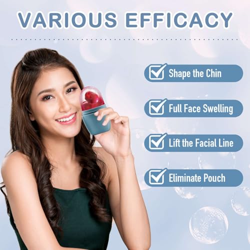 XHJRI Ice Face Roller Massager,Ice Cube Roller for Face, Eyes and Neck Naturally Conditioning and Skin Care,De-Puff Eye Bags,Reduce Migraine Pain,Reusable Massage Silicone Ice Mold (New Blue) - color: New Blue