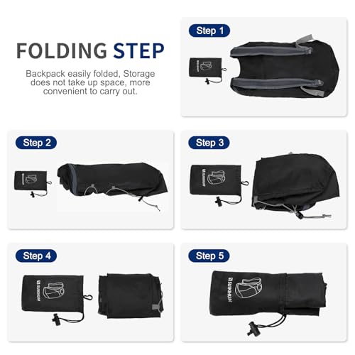 20L Small Hiking Backpack Lightweight Packable Daypack Black - color: Black