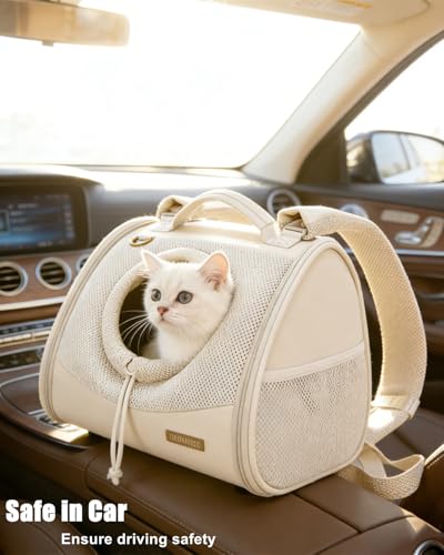 Small Dog Cat Chest Carrier Backpack,Adjustable Ventilated Front Facing Backpack Carrier for Small Dogs Cats Puppy,Airline Approved Lightweight Doggy Backpack for Travel Hiking Outdoor - color: Beige
