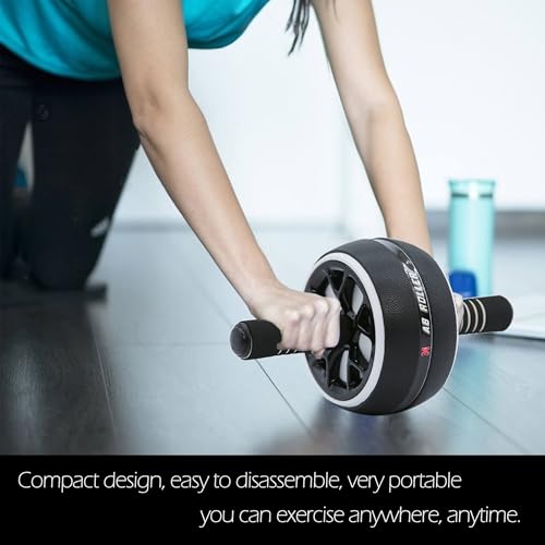 AB Wheel Roller, Exercise Abdominal Wheel Fitness for Gym & Home, Work-out Strength-Training Equipment with Knee Pad - color: Yellow