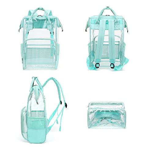 Heavy Duty Clear Backpack for Men Women, School Bag Bookbag PVC Plastic Transparent Backpacks for Boys Girls (Mint Green) - color: Mint Green