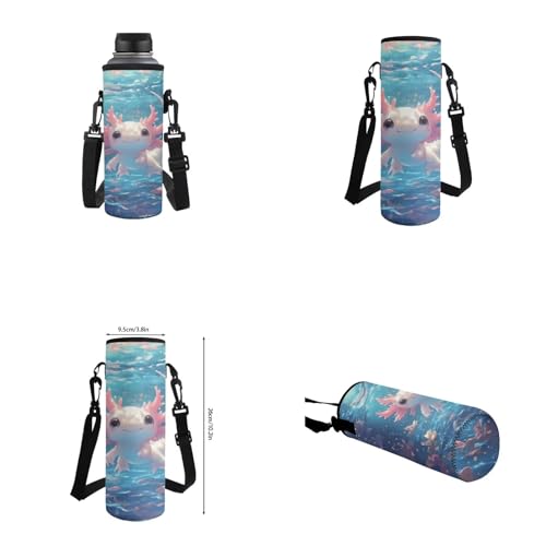 Cute Axolotl Backpack for Girls Kids Backpack with Lunch Box Water Bottle Carrier with Strap and Big Pencil Case 4PCS Set Bookbag with Front Pocket for School 17" Sturdy Elementary School Bag - color: Axolotl-1