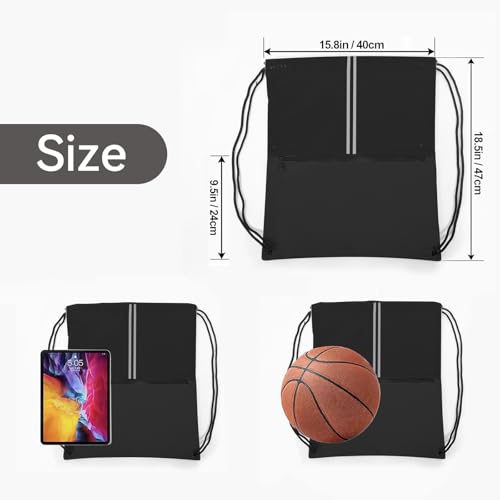 Drawstring Backpack Sports Gym Bag, Draw String Back Bag for Men Women, Lightweight Sackpack with Zipper Pocket, Durable Large Two Tone Black - color: Two Tone Black