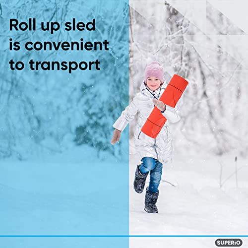 Superio Snow Slider Mat, Flexible Snow Sled Flying Carpet, Roll up Sleds for Kids 36" / Adults 54" Lightweight Plastic Snowboard Sled, 1 Pack - color: Red, size: 36"