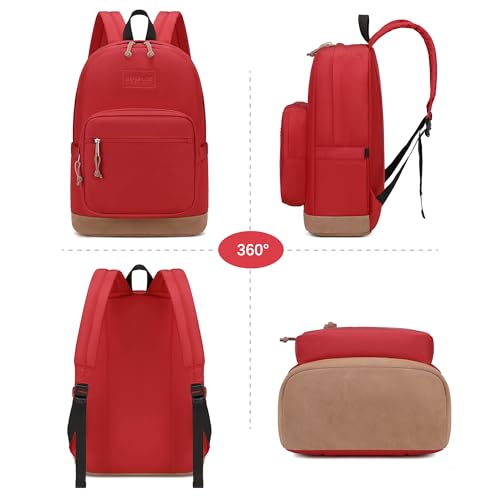 abshoo Basic School Backpack for Middle High School Bookbag for Teen College Backpacks Travel Daypack (Red) - color: Red