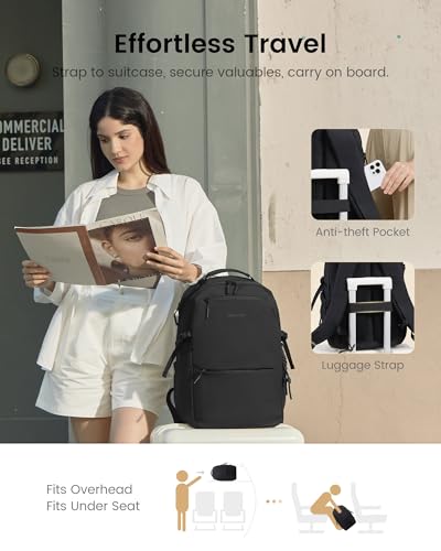 LOVEVOOK Laptop Backpack Women with Tumbler Holder, Work Travel Backpack - color: Black, size: 18 Inch