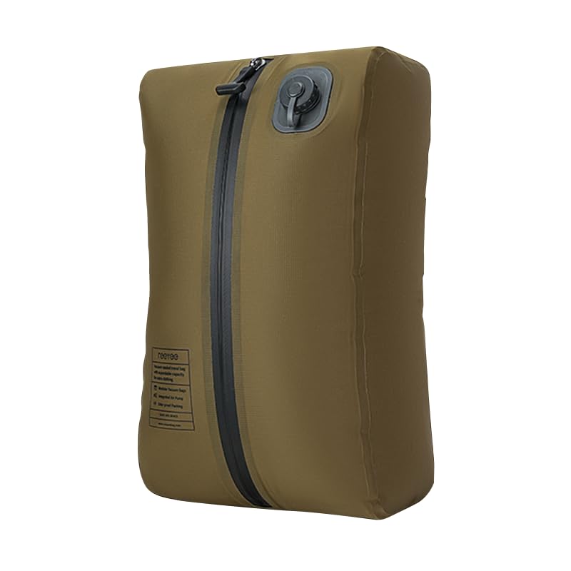 reeyee 20L Vacuum Compression Bag for Travel, Rechargeable Pump, 1 Pack - color: Brown