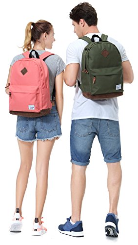 Backpack for Men Women,VASCHY Classic Water-resistant Lightweight Travel School Backpack Casual Daypack - color: Green
