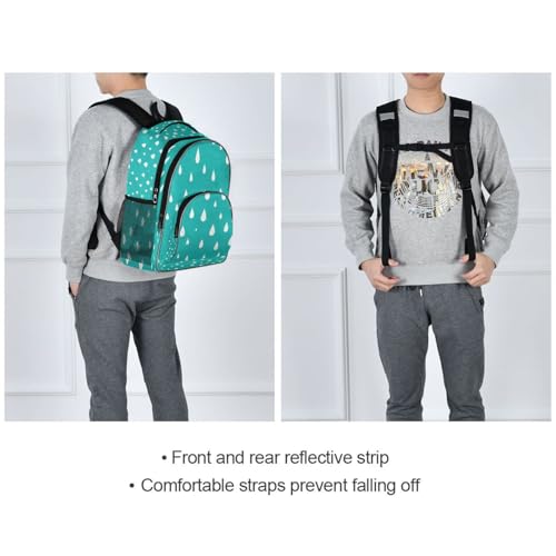 Water-Resistant Travel Raindrops Pattern Backpack - Lightweight Laptop Daypack, 15.6" Laptop Compartment, Durable Commuter Bag for Work & Outdoor#95