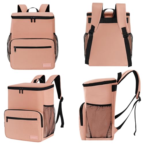 MIRASON Cooler Backpack Insulated Leak Proof Beach Backpack Cooler Bag, Cooling Beer Lunch Backpack Cooler for Men Women Picnic Hiking Camping Travel with 4 Pockets - color: Pink